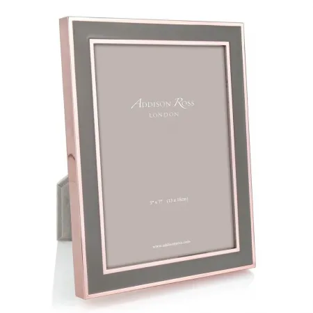 Taupe Enamel and Rose Gold Picture Frame 5 x 7 in