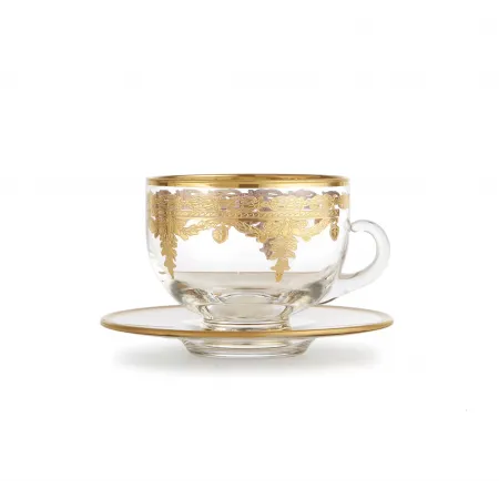Vetro Gold Coffee Cup & Saucer cup: 3.25 H x 4"D, saucer: 6" D 12 oz