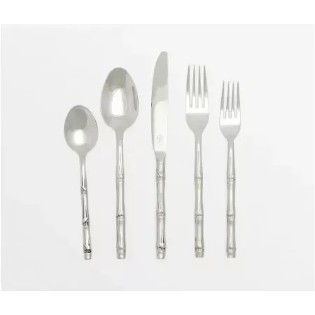 Liliana Polished Silver 5-Pc Setting (Knife, Dinner Fork, Salad Fork, Soup Spoon, Tea Spoon)