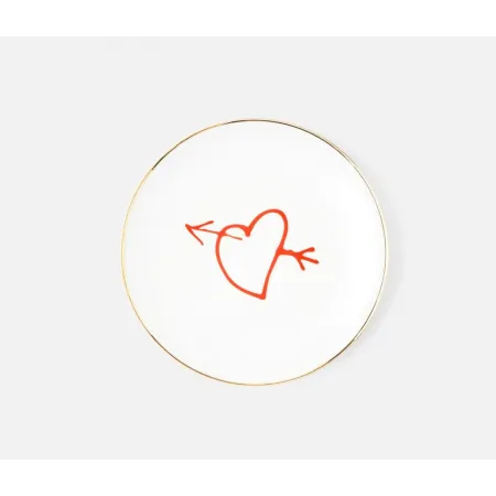 Sabrina Heart White Porcelain Bread Plate, Pack of 4