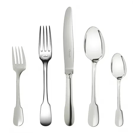Cluny Silverplated 5-Pc Setting (Dinner Fork, Dinner Knife, Place Soup Spoon, Salad Fork, Teaspoon)