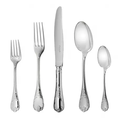 Marly Silverplated 5-Pc Setting (Dinner Fork, Dinner Knife, Place Soup Spoon, Salad Fork, Teaspoon)