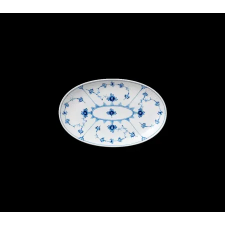 Blue Fluted Plain Oval Accent Dish 9"