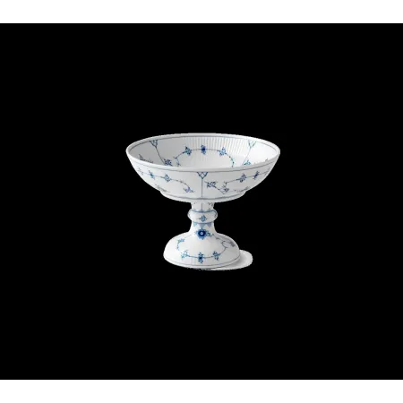 Blue Fluted Plain Footed Bowl 8.25"