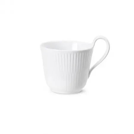 White Fluted High Handle Mug 8.5 Oz