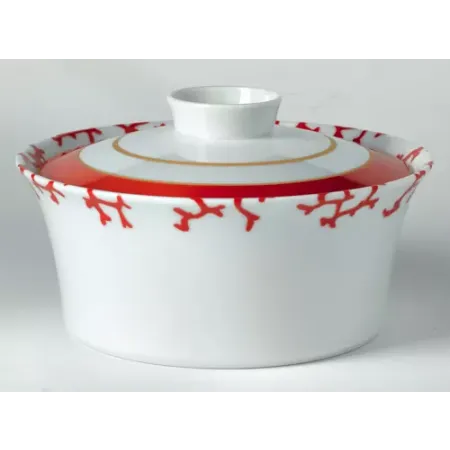 Cristobal Coral Chinese Covered Vegetable Dish Rd 7.1"