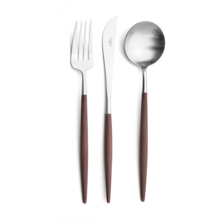Goa Brown Handle/Steel Matte Dessert Spoon 7.1 in (18 cm)