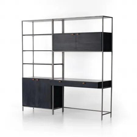 Trey Modular Wall Bookcase Desk Black