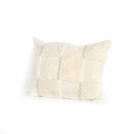 Patchwork Shearing Lumbar Pillow Cream