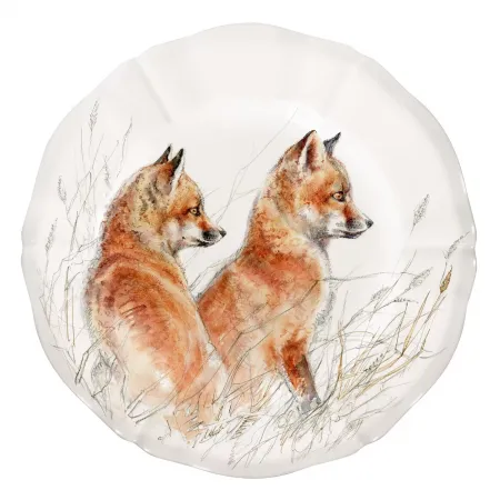 Sologne Canape Plates Assorted Wildlife Young 6 7/16" Dia, Set of 4