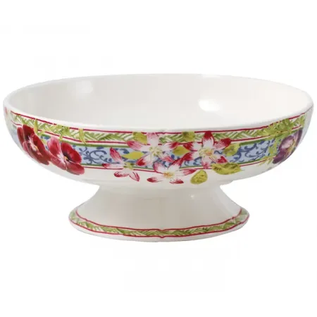 Millefleurs Footed Fruit Bowl 7 11/16" Dia - 3 H