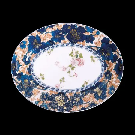 Dammouse Blue/Gold Oval Dish