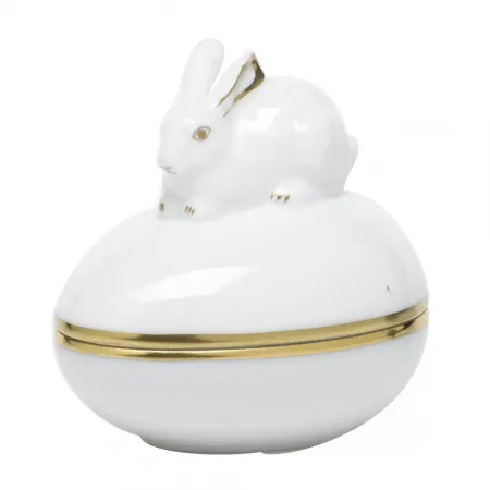 Golden Edge Egg Bonbon With Bunny 3 in L X 3 in H
