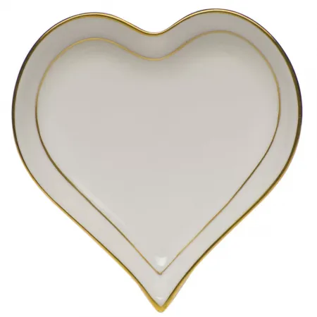 Golden Edge Small Heart Tray 4 in L X 4 in W