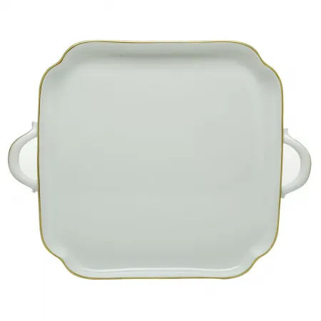 Golden Edge Square Tray With Handles 12.75 in L X 12.75 in W