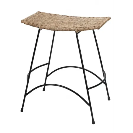 Wing Counter Stool Natural Rattan & Black Steel