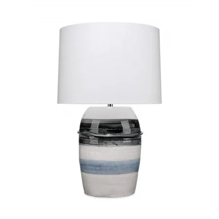 Horizon Striped Table Lamp Grey, Black & White Ceramic