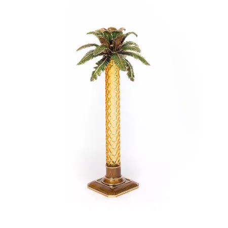 Kiana Palm Leaf Jeweled Glass Candlestick (Special Order)