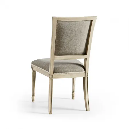 Timeless Flare Upholstered. Side Chair Flared Top in Bleached Walnut
