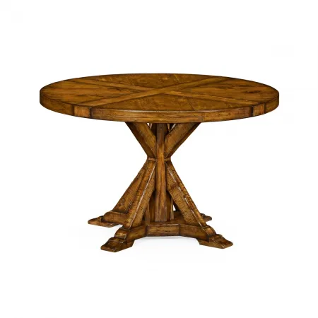 Casual Accents Country Walnut Round Wood Dining Table