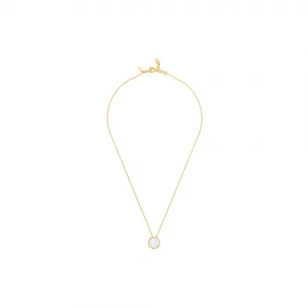Pivoine Necklace White Pearly On Clear Crystal, 18 Carats Yellow Gold Plated