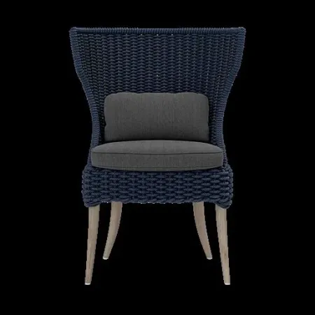 Arla Indoor/Outdoor Dining Chair Navy 30"W x 27"D x 40"H Twisted Faux Rope Pagua Graphite High-Performance Fabric