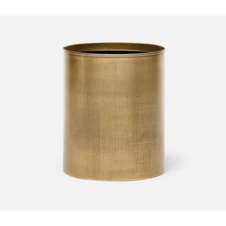 Pigeon &amp; Poodle Remy Antique Brass Wastebasket Round Textured Stainless ...