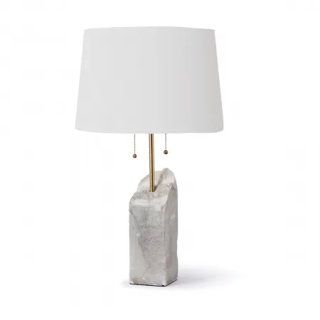 Square Raw Alabaster Table Lamp