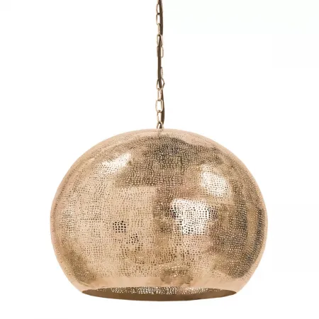 Pierced Metal Sphere Pendant, Natural Brass