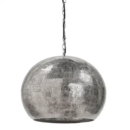 Pierced Metal Sphere Pendant, Polished Nickel