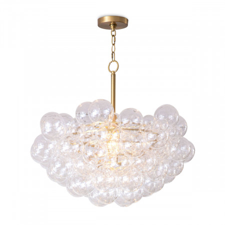 Bubbles Chandelier, Clear Natural Brass