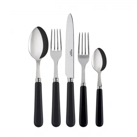 Basic Black 5-Pc Setting (Dinner Knife, Dinner Fork, Soup Spoon, Salad Fork, Teaspoon)