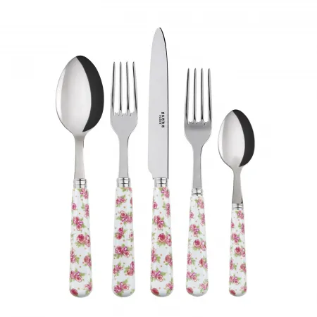 Liberty White 5-Pc Setting (Dinner Knife, Dinner Fork, Soup Spoon, Salad Fork, Teaspoon)
