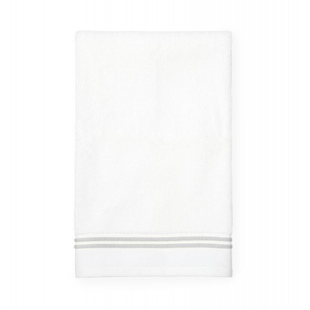 Aura White/Grey Double Woven Stripe Bath Towels