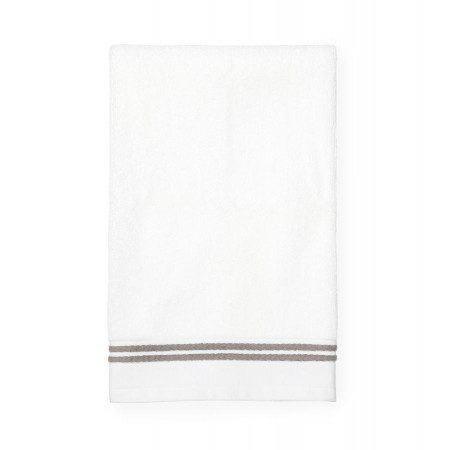 Aura White/Stone Double Woven Stripe Bath Towels
