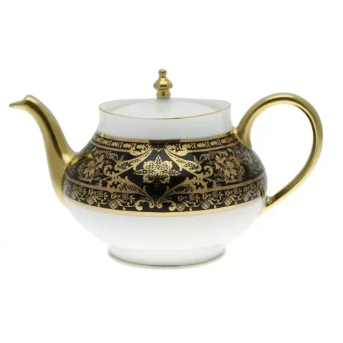 Black Gold Scallop Fine Porcelain 11-Piece Tea Set