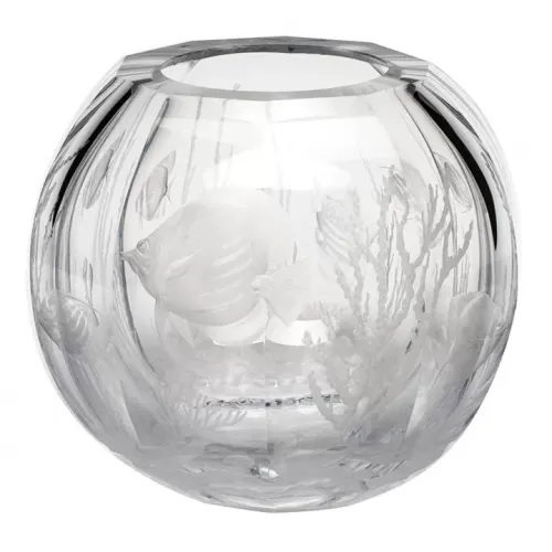 Moser Globe Vase Engraving Coral Fish Clear 27 Cm | Gracious Style