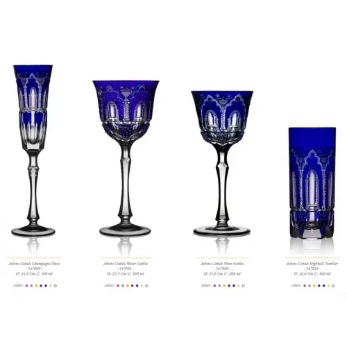 Italian Style Azure Blue Hi-Ball Glasses - 13 oz - Set of 6