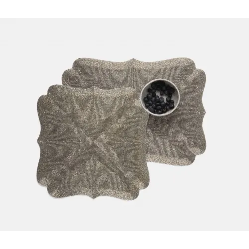 Blue Pheasant Noelle Silver Placemats and Coasters Gracious Style