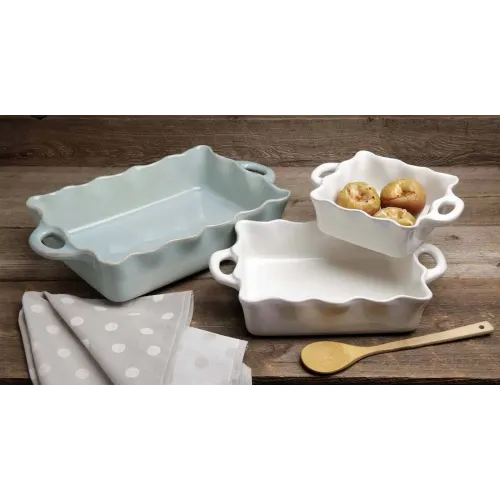 9 x 13 White Ruffled Ceramic Baking Dish