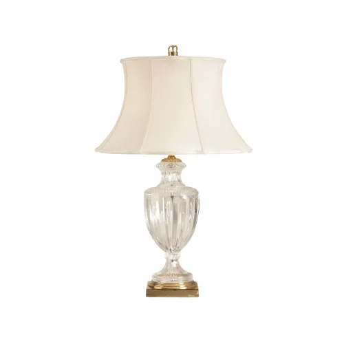Abigail Floral Hurricane Style Glass Table Lamp with Faux Crystals