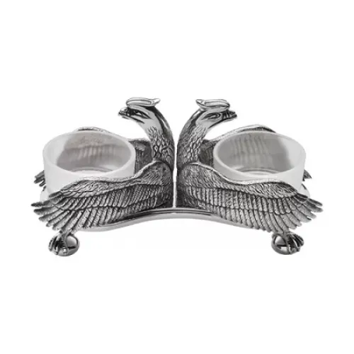 Christofle Malmaison Silver Plated Salt & Pepper w/Tray