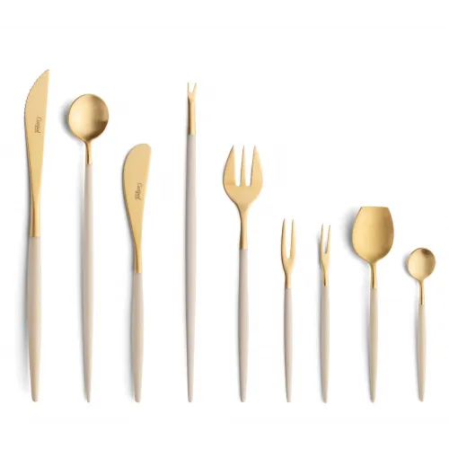 Cutipol Goa White Matte Brushed Gold-Plated Cutlery Collection