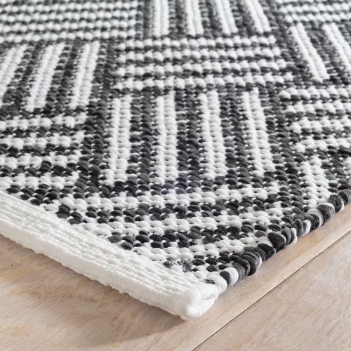 Tattersall Black Handwoven Indoor/Outdoor Rug