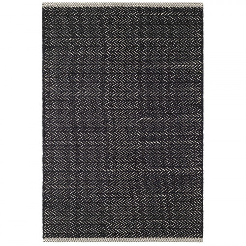 Dash Albert Herringbone Black Woven Cotton Rug 2' x 3