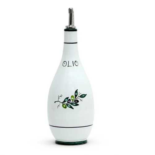 Olive Oil Bottle Dispenser - Orvieto Green - Italian Ceramics