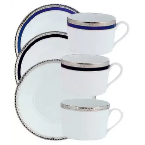 Haviland Symphonie Cappuccino Cup And Saucer Blue/Platinum 16.9 Cm