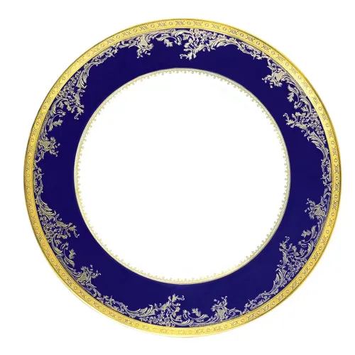 Pompadour Rim Soup Plate Bleu De Four/Gold 23.5 Cm 17 Cl (Special Order)