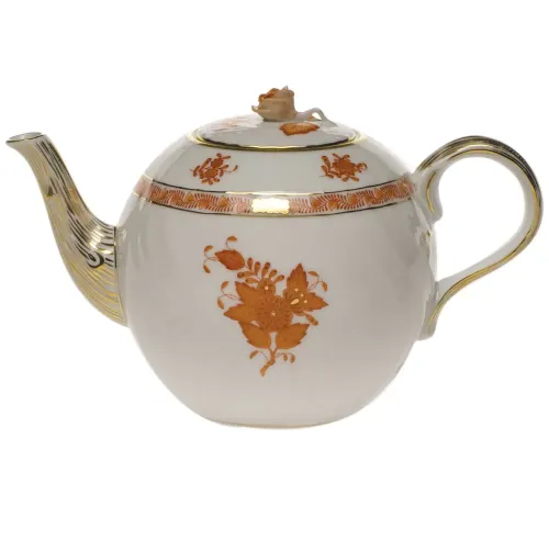 Herend Chinese Bouquet Rust Tea Pot With Rose (36 Oz) 5.5 In H ...