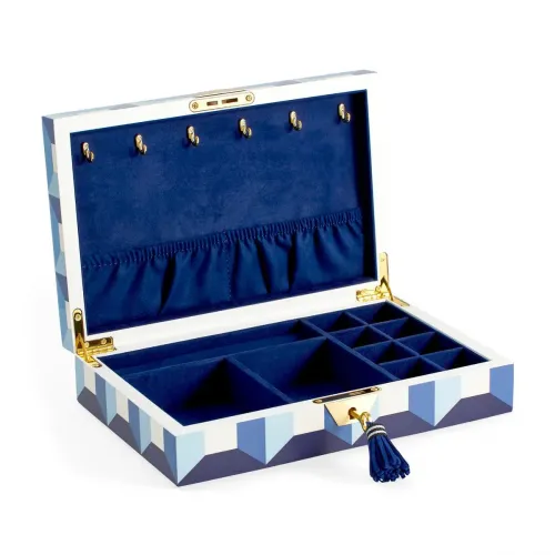 Jonathan Adler Acc Sorrento Lacquer Jewelry Box Blue | Gracious Style